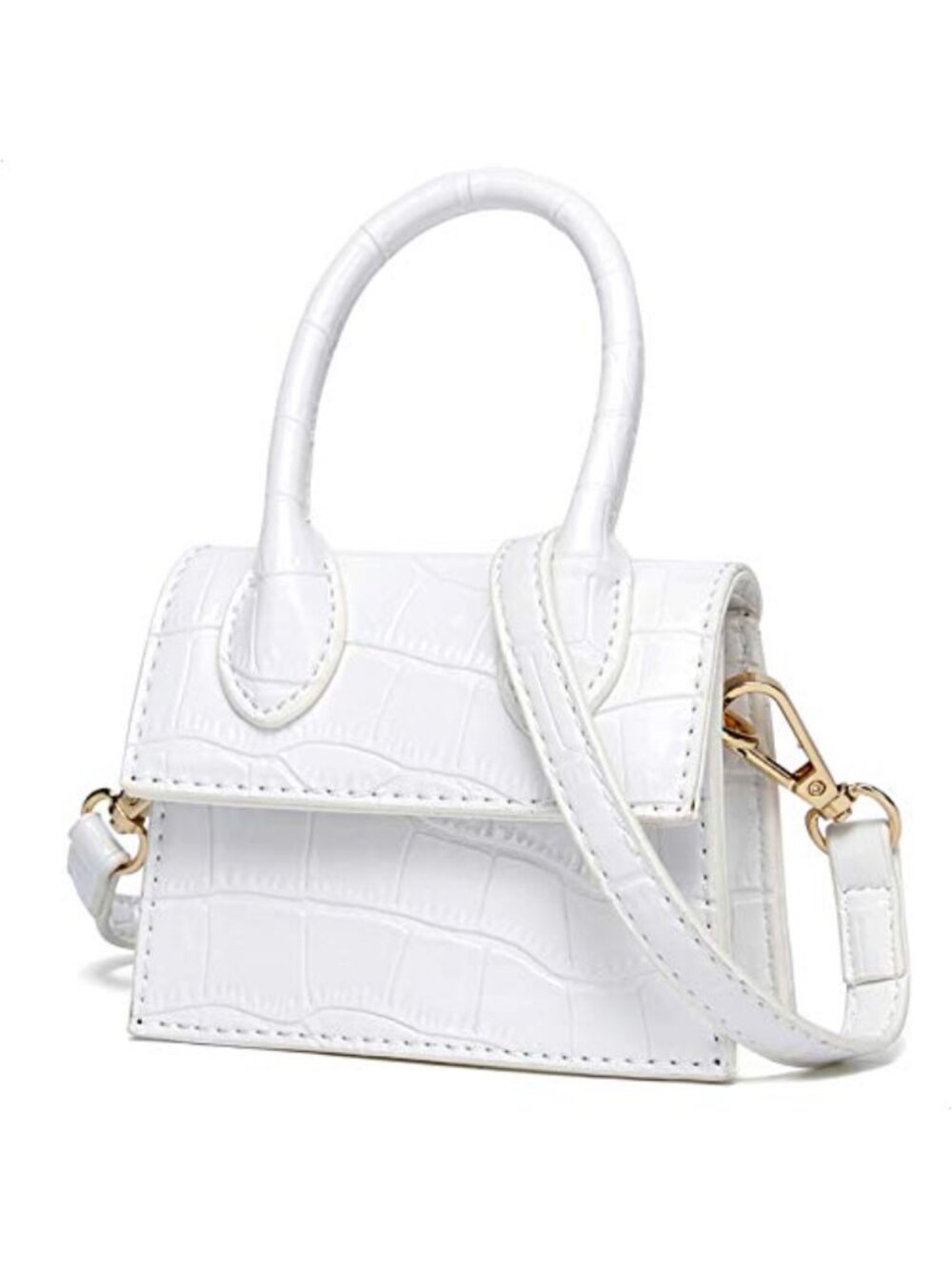 Mini Purse Handbag with Crocodile Pattern, Faux Leather, Adjustable Strap